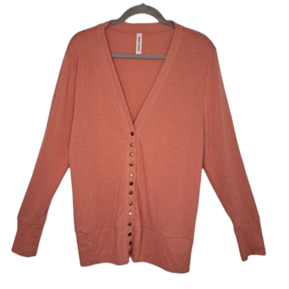 Zenana Outfitters Lightweight Soft Pink Button Up Cardigan Sweater Plus Size 1X